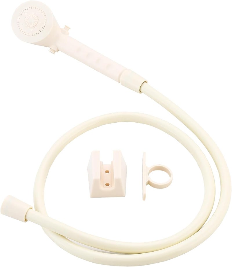 gcbcrit RV Shower Head with Hose, Outdoor Shower, Non-Metallic Outdoor RV Shower Kits Replacement, Camper Shower Head Kits with Hose Guide and Shower Wand Bracket Holder (Milky White) - Image 1